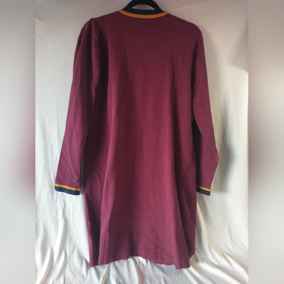 ANTTHONY MARK HANKINS Cardigan Women Large Burgundy with Yellow Blue trim - Picture 2 of 5